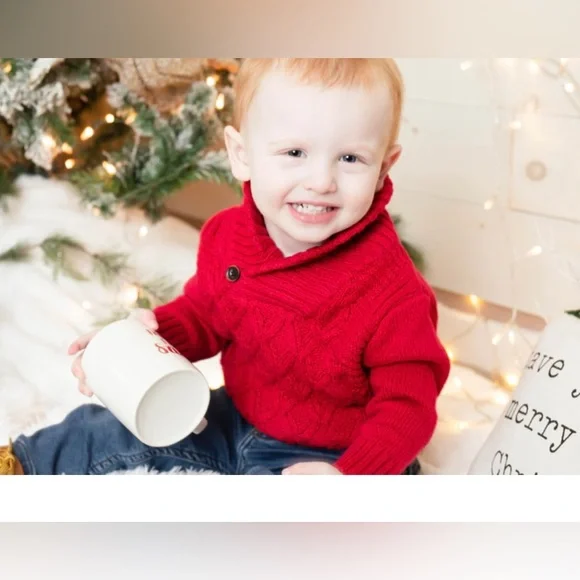 Cat and Jack toddler boys red sweater with button - Picture 3 of 3